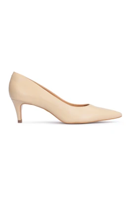 Läder lågklackade pumps