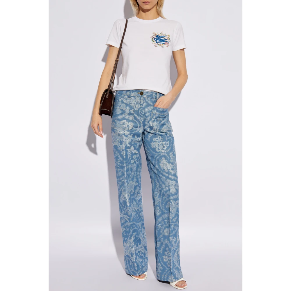 ETRO Broek met decoratief patroon Blue Dames