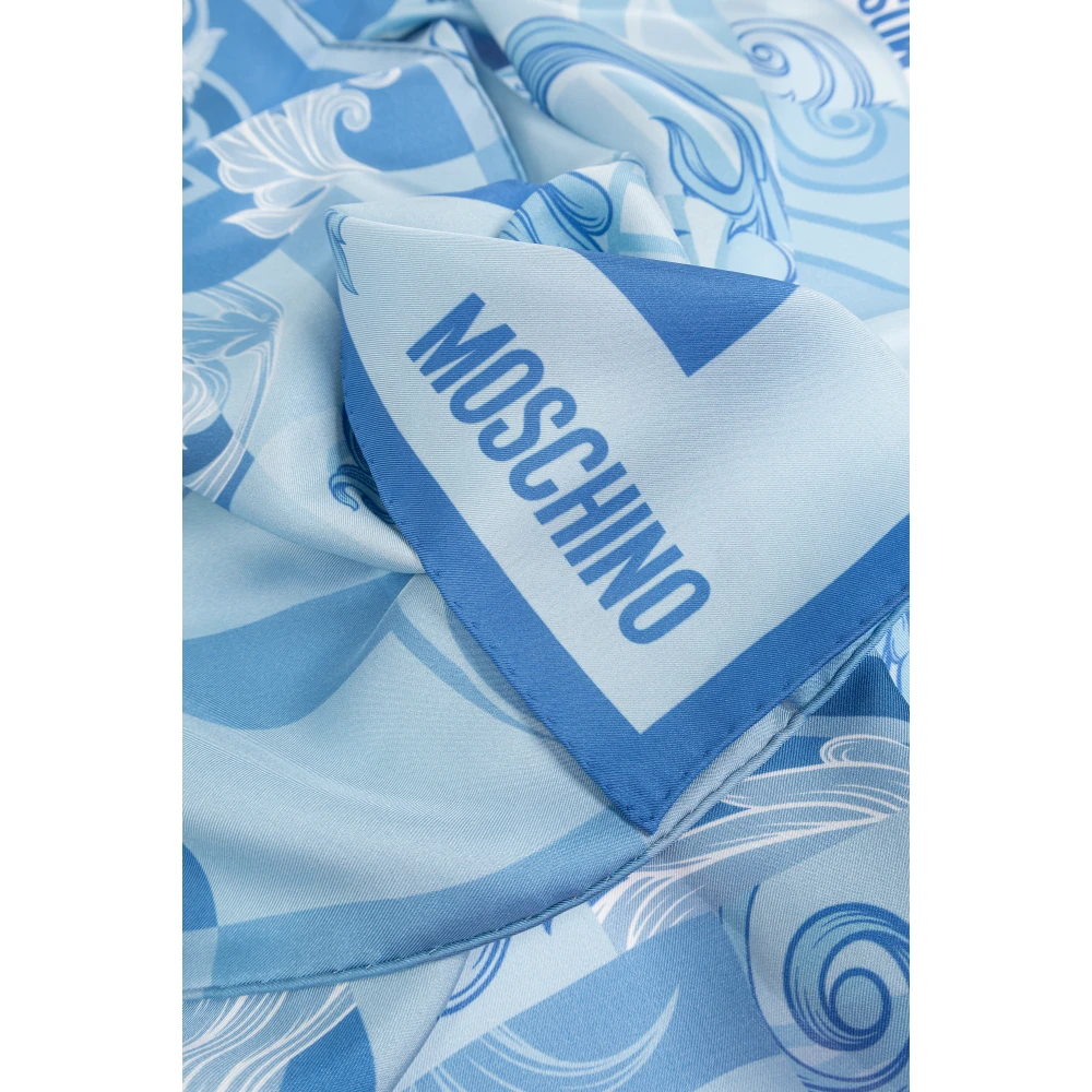 Moschino Zijden sjaal met print Blue Dames