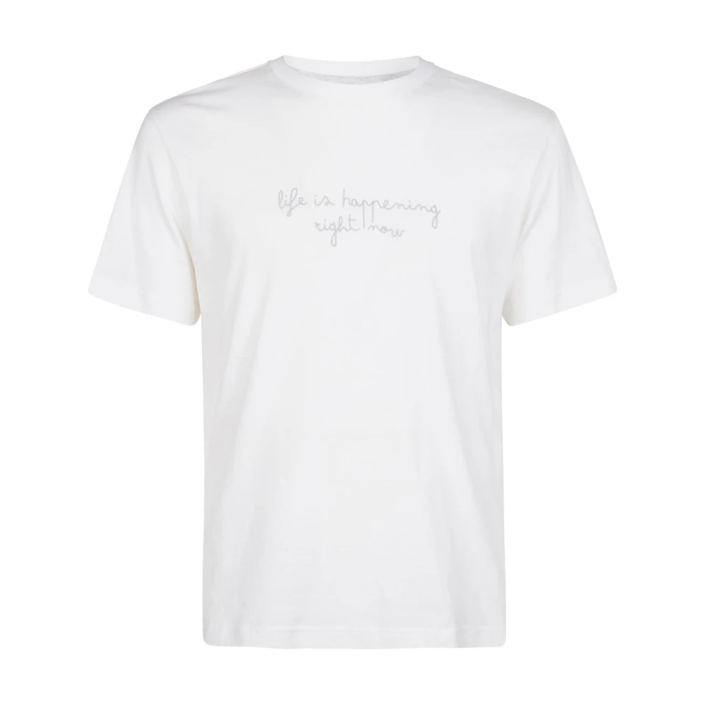 Eleventy Men's White T-Shirts, 2XL, Embroidered Cotton Jersey Crewneck T-Shirt