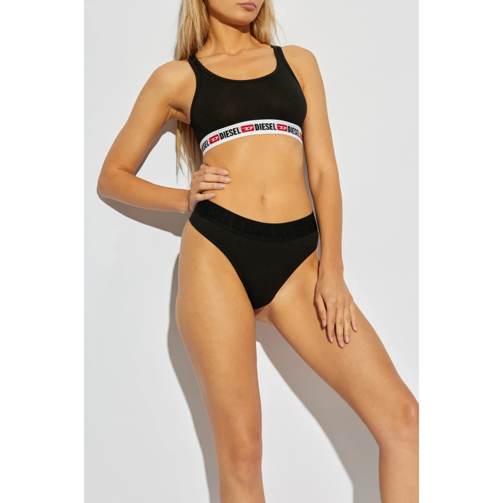 Diesel Driepak UFST-COTTON-THONG-strings Black Dames