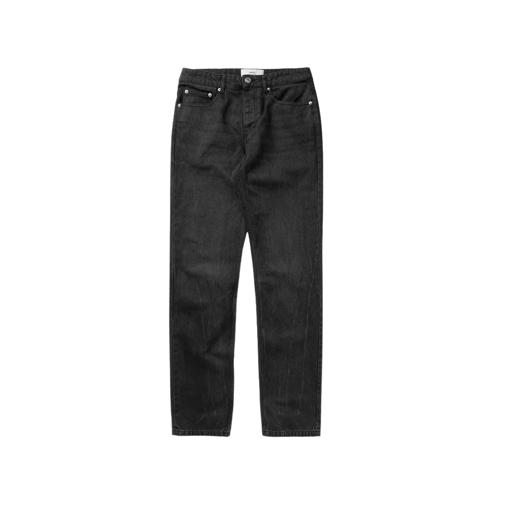 Ami Paris Men's Black Straight Fit Jeans, W30, Classic Fit Straight Jeans