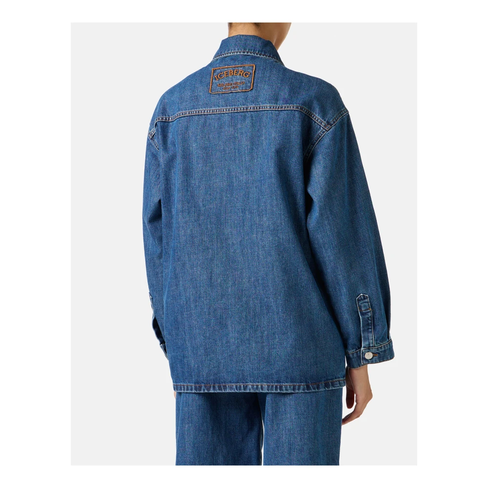 Iceberg Regular fit jack in indigo vast denim met gelaserde graphics Blue Dames