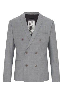 Stretch Wool-Mix Grå Blazer