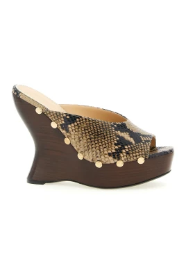 RE26 Python Print Mules Wedges