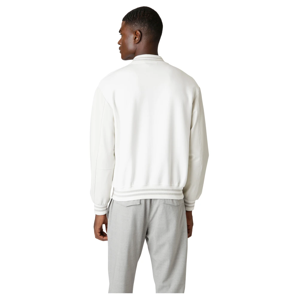Eleventy Twee-Tone Katoen Polyamide en Nappa Bomber White Heren