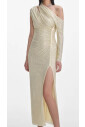 robe-midi-jaune-avec-strass-et-fente-laterale