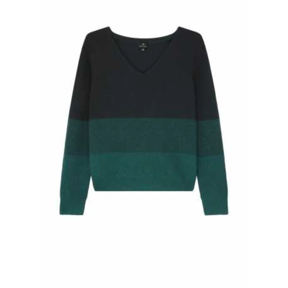 Paul Smith Gestreepte Degradé V-hals Trui voor Vrouwen Green Dames
