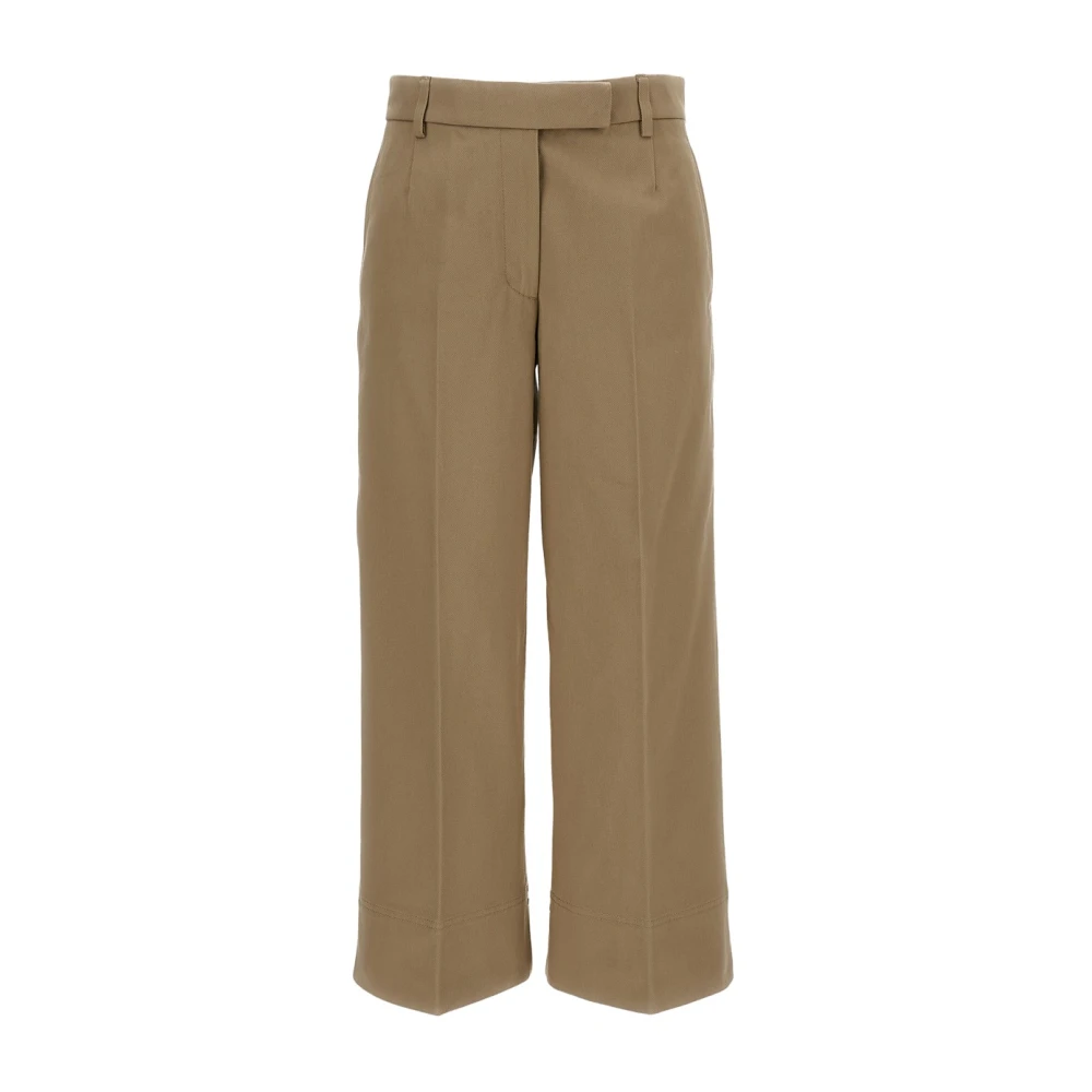 Thom Browne Kvinno Beige Byxor Dam, S, Bomull, Wide Byxor