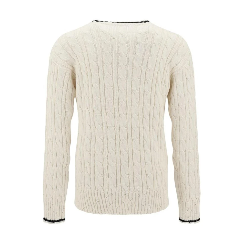 Marni Kabelgebreide V-hals trui Beige Heren