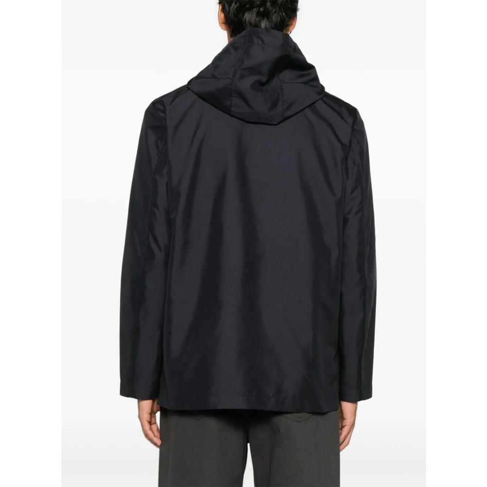 Fay Blauwe Technische Poplin Parka Jas Blue Heren