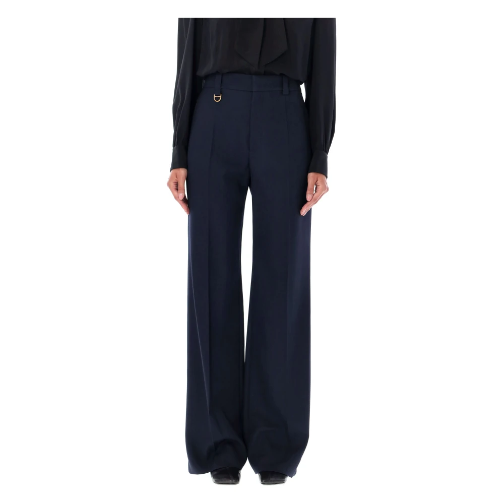 Chloé Hoge taille wijde pijpen wollen broek Blue Dames