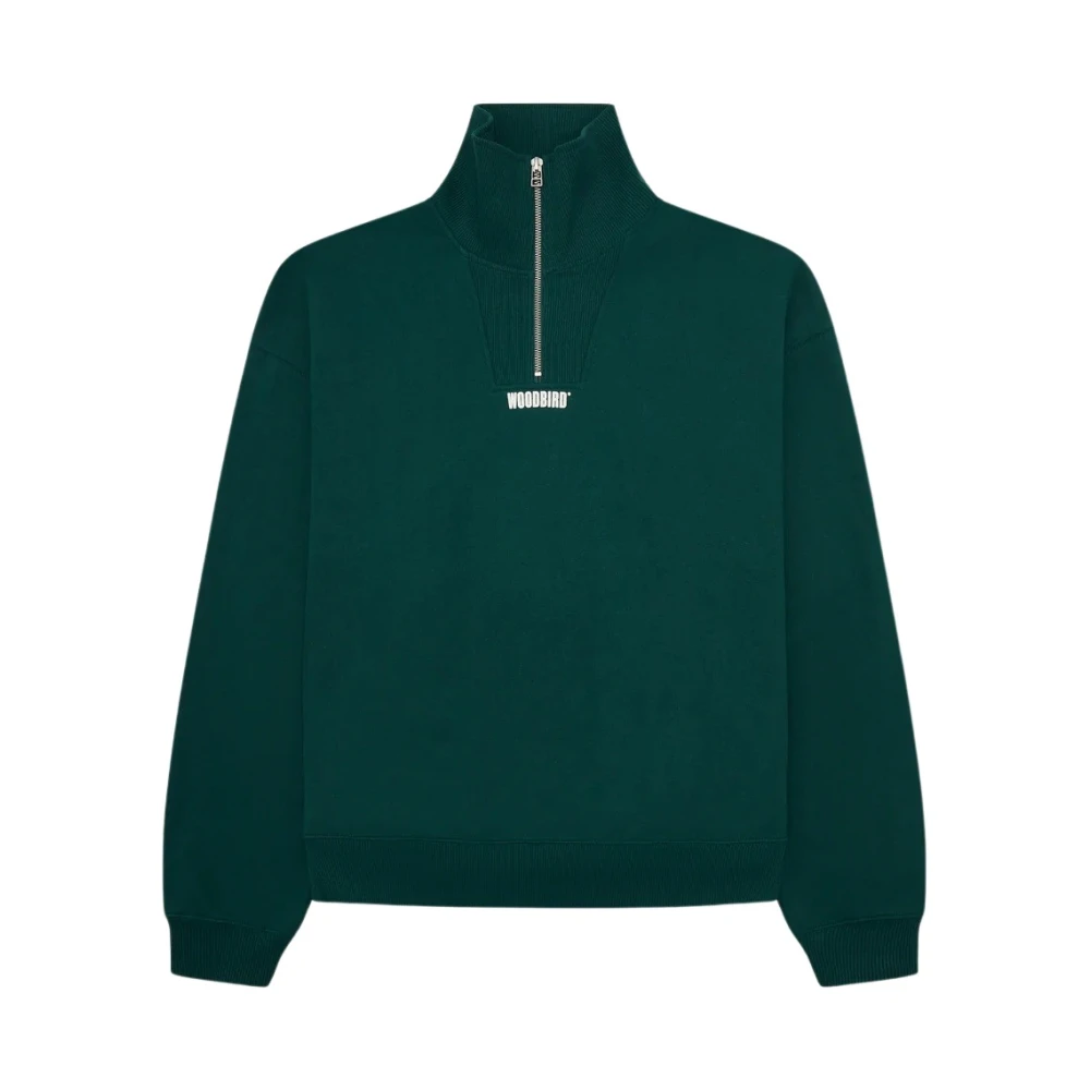 Woodbird Stijlvolle Half Zip Sweatshirt Green Heren