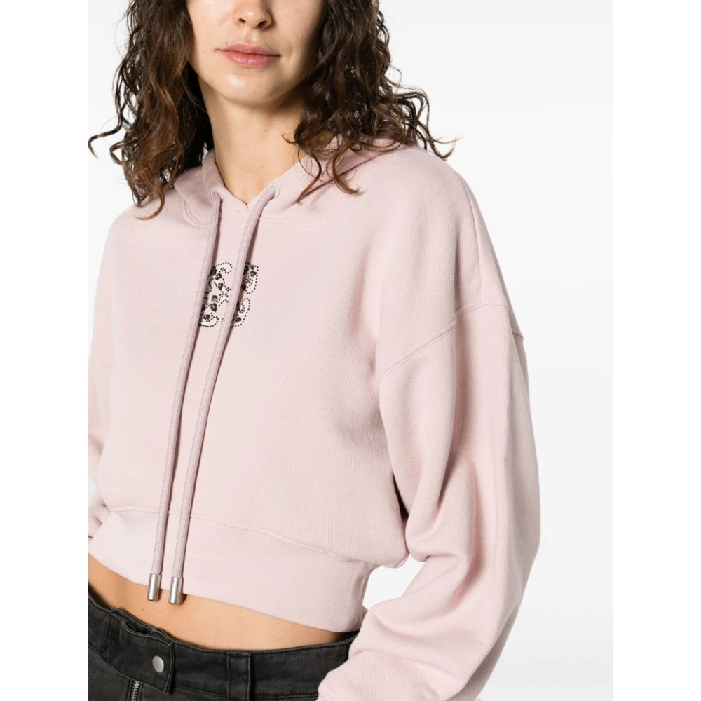 Off White Bling Leaves S Arrow Cropped Hoodie Pink Dames