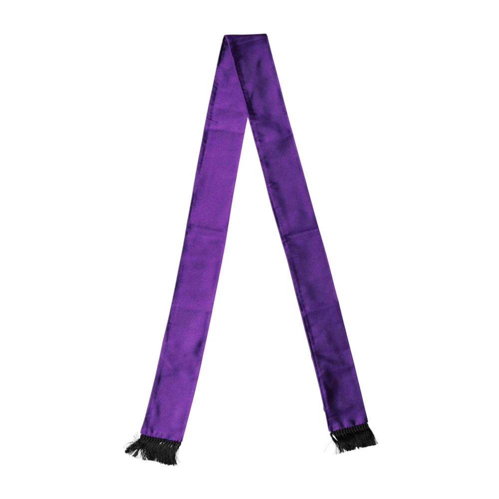 Dolce & Gabbana Purple Silk Scarves, Male, One Size, Silk Fringed Neck Wrap Foulard Scarf