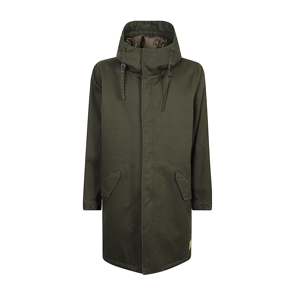 Aspesi Lange Groene Parka met Capuchon Green Heren