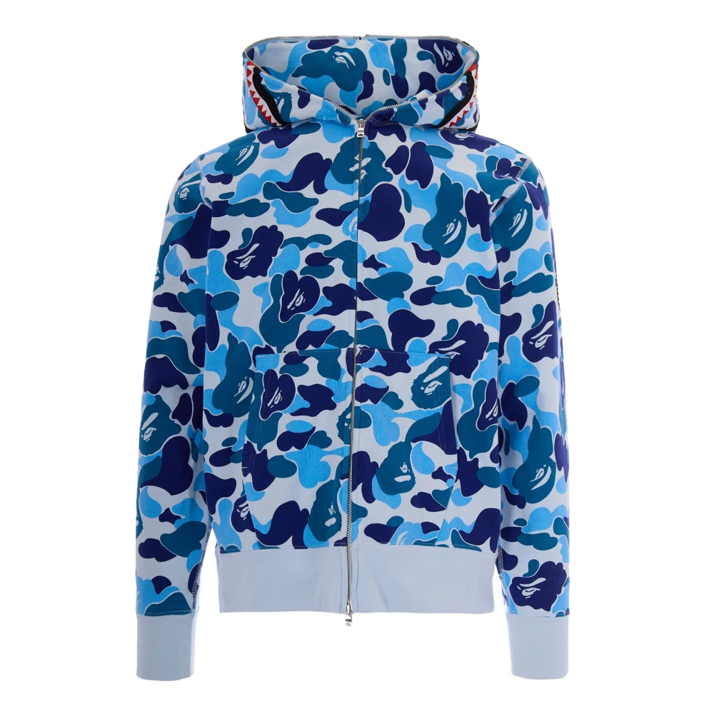 A Bathing Ape Men's Blue Zip-Throughs, Xl, Abc Camo 2Nd Shark Full Zip Hoodie