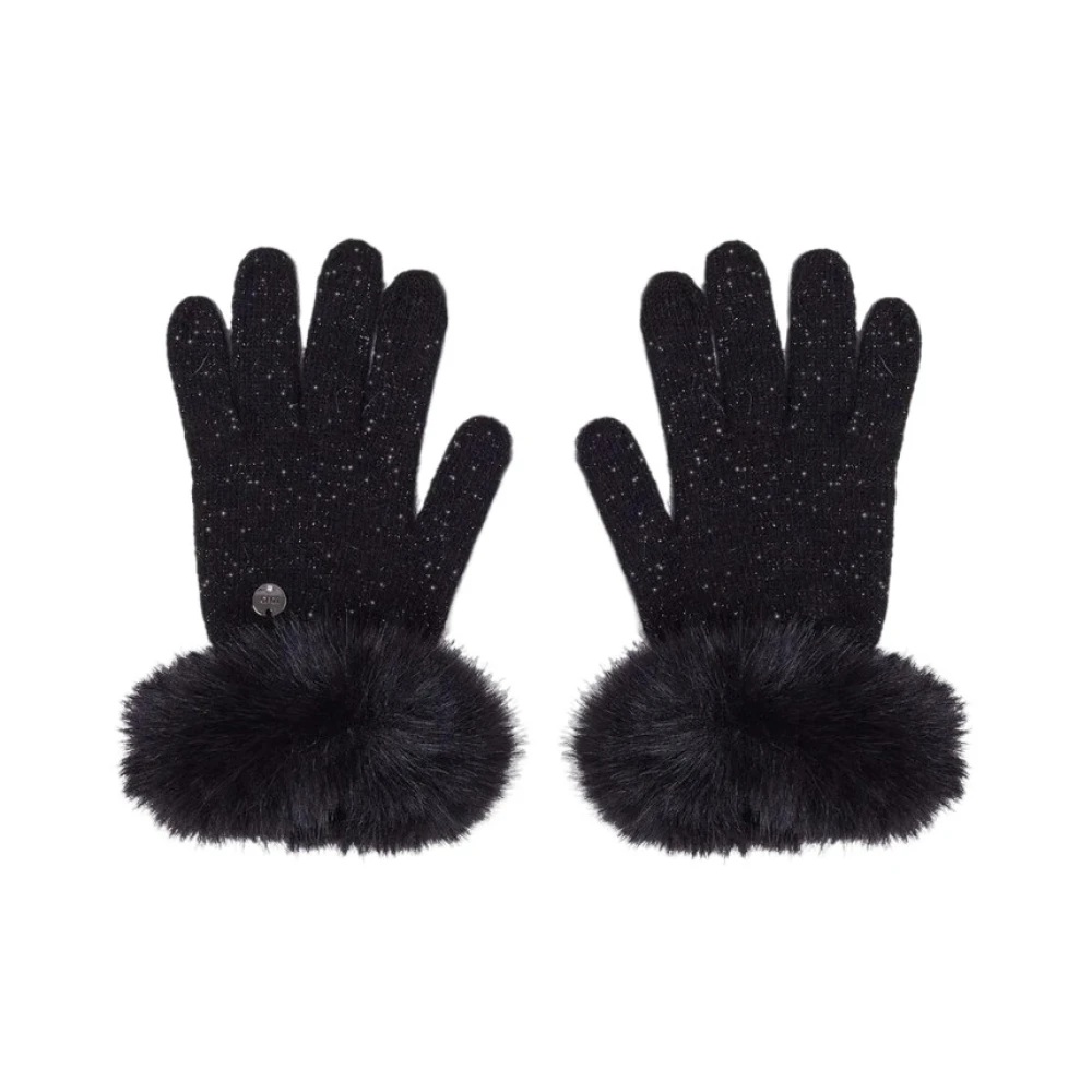 Liu Jo Gebreide handschoenen met nepbont Black Dames