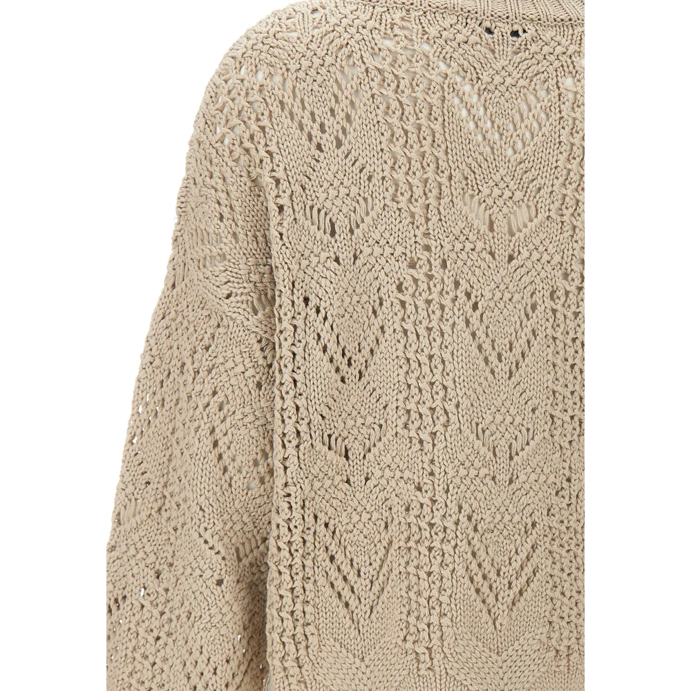 Kaos Beige wollen blend trui met haaksteek Beige Dames