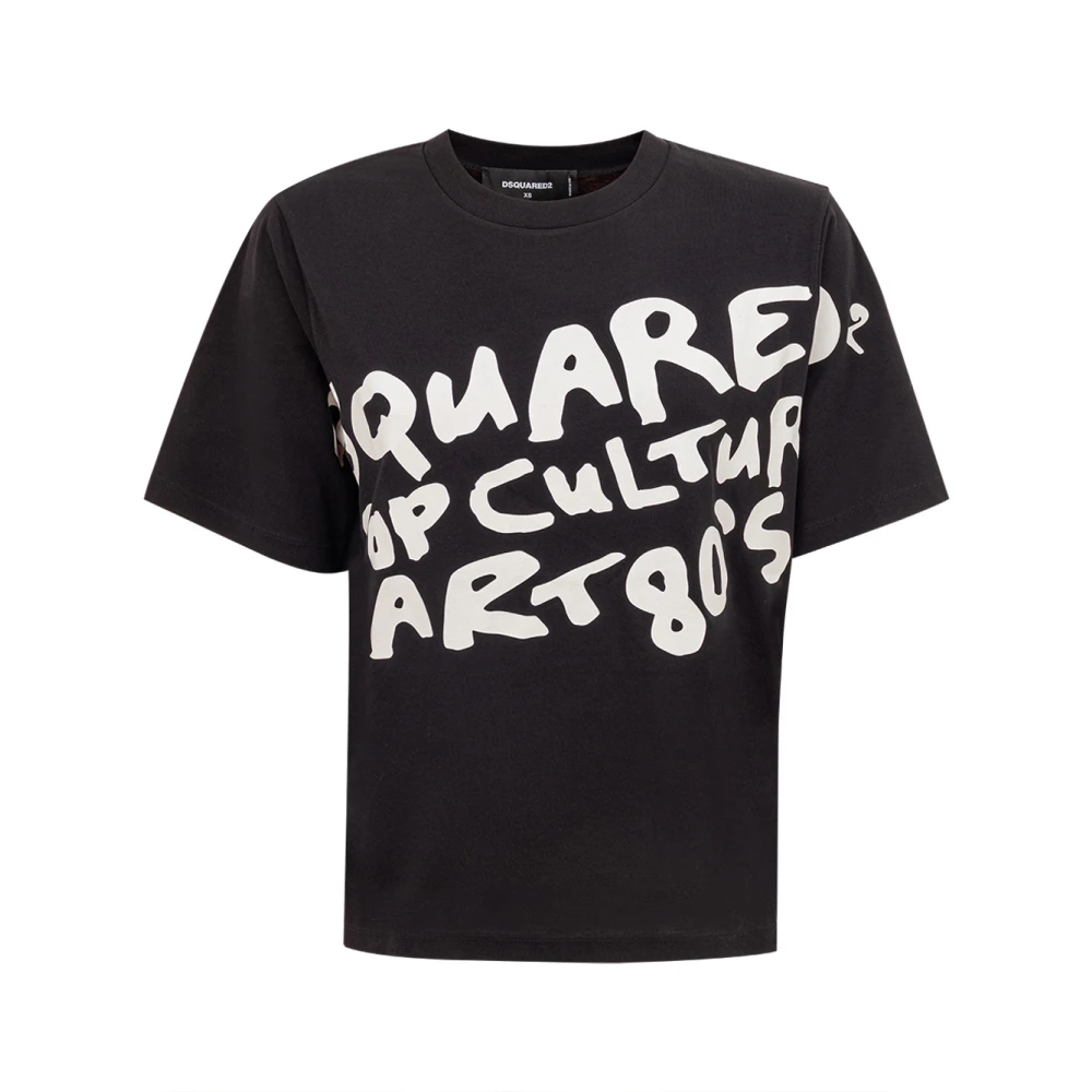 Dsquared2 Retro Zwart T-shirt 80's Stijl Black Dames