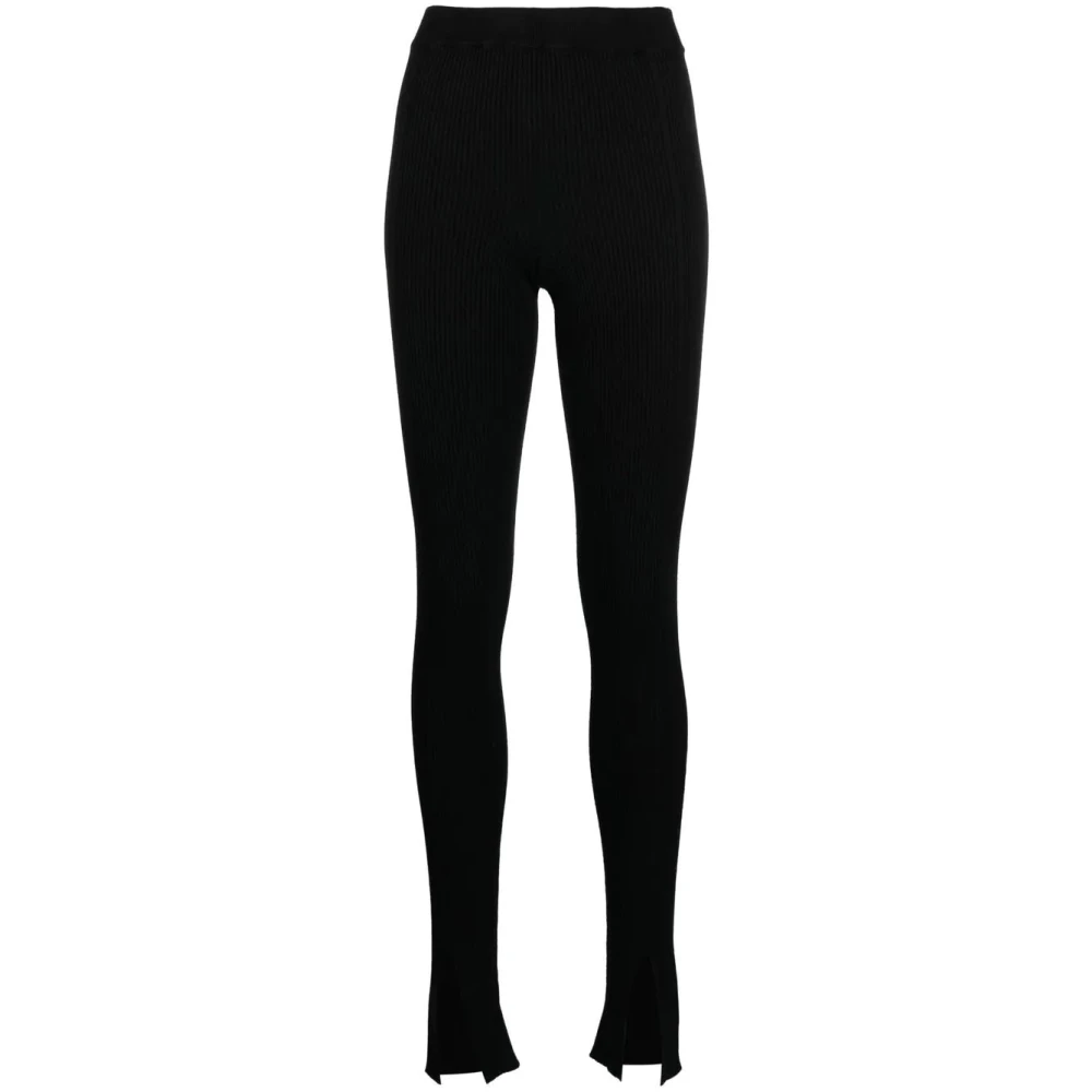 Aeron Black Leggings, Female, L, Ribbed Slim Flare Trousers