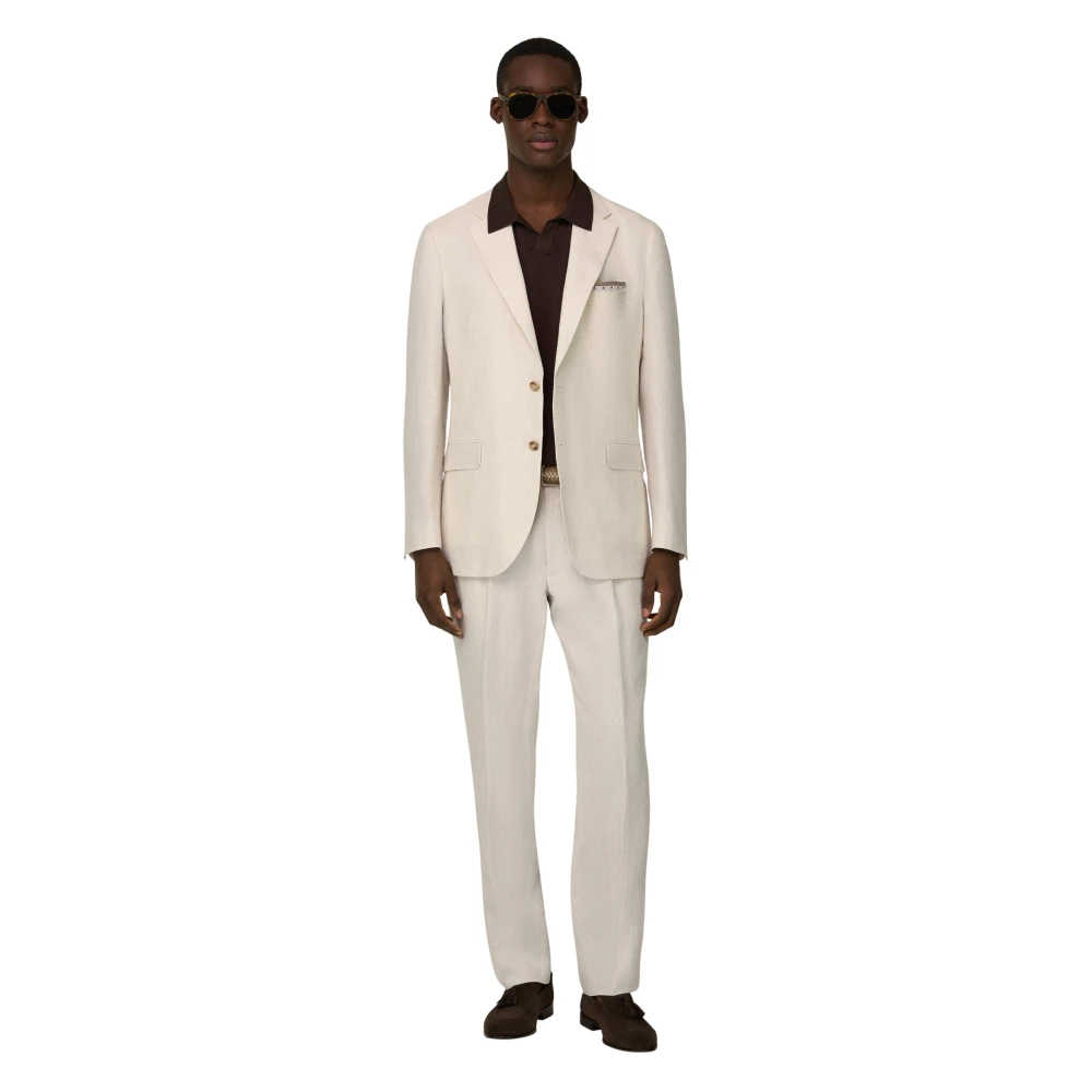 Boggi Milano Hombre Beige - Traje De Lino Puro - Suits - 2XL