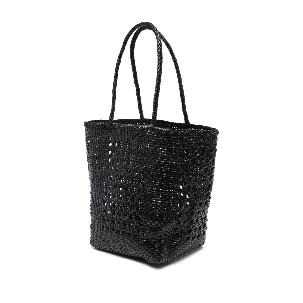 Dragon Diffusion Gevlochten Leren Tote Tas Black Dames