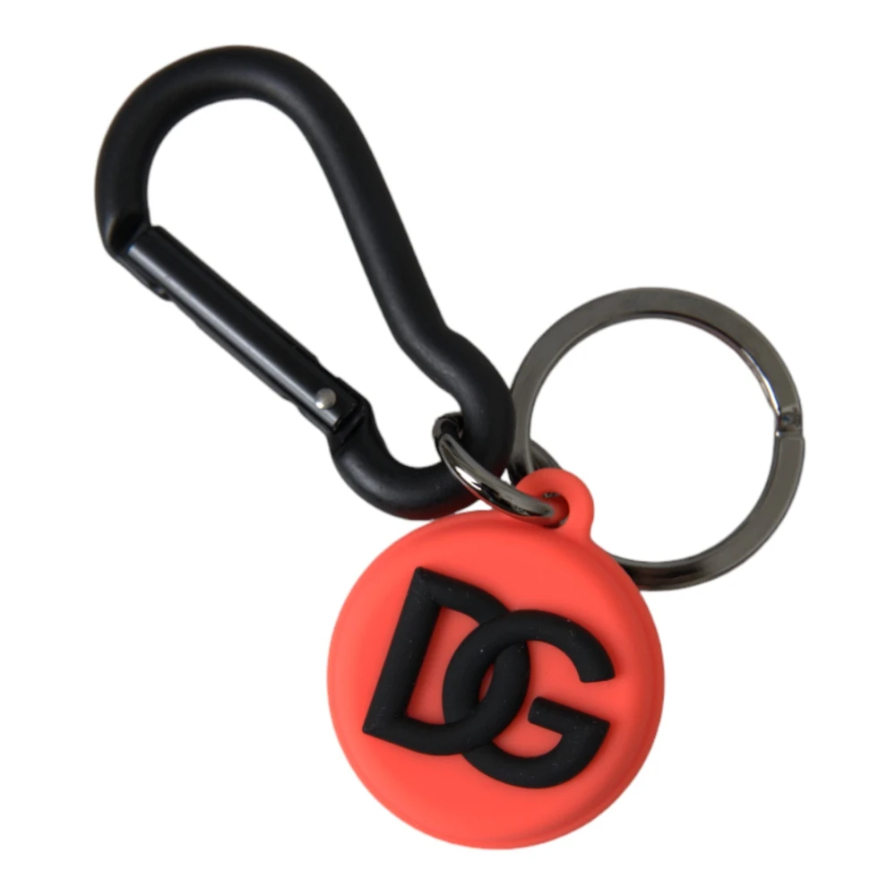 Dolce & Gabbana Rood Oranje Rubber Logo Sleutelhanger Orange Unisex