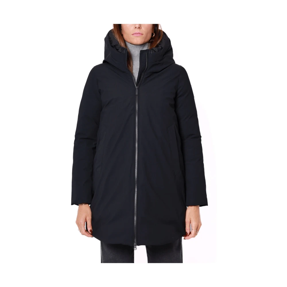 BomBoogie Zwarte Winterjas met Omslag Kraag Black Dames
