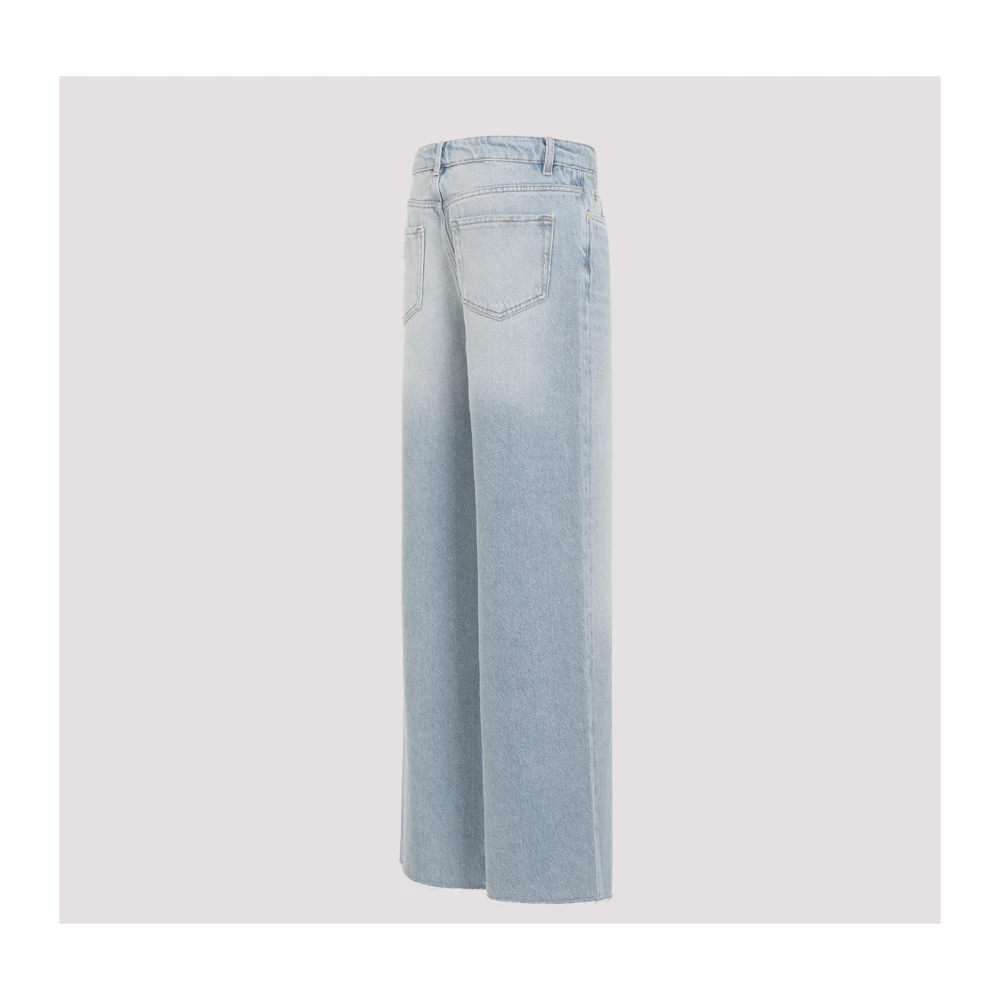 Ganni Metallic Wide-Leg Jeans Aw24 Blue Dames