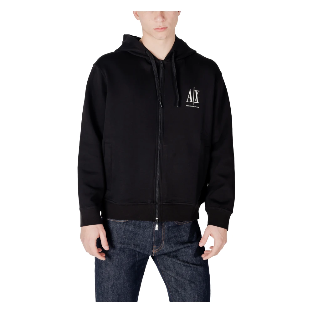 Armani Exchange Herr Svart Sweatshirts & Hoodies Xs, Bomull, Capsulate Sweatshirt