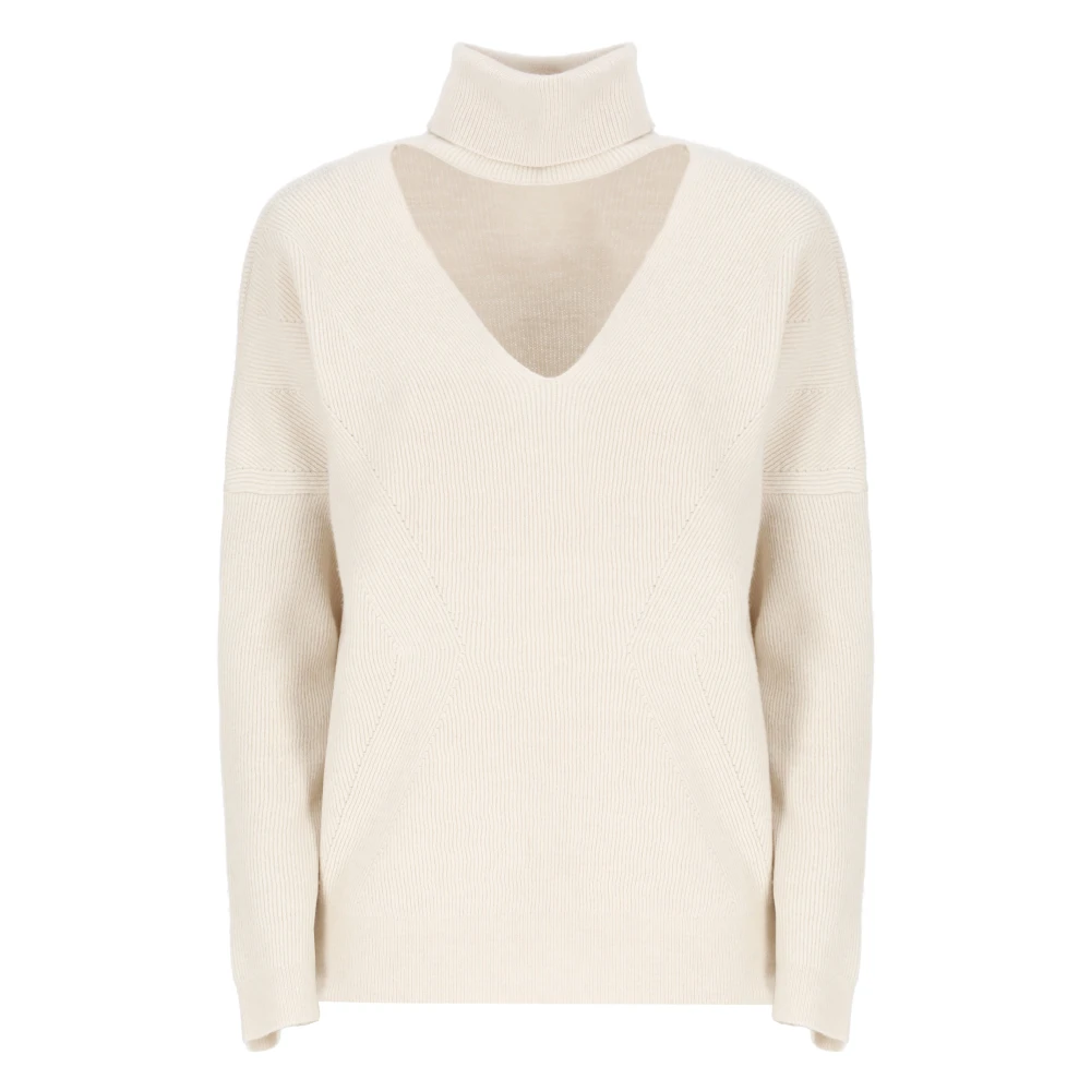 D.Exterior Natuurlijke Wol Coltrui Beige Dames