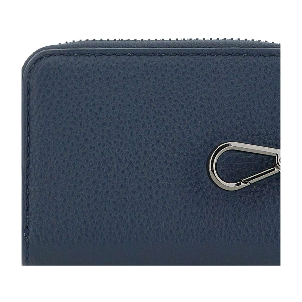 Gianni Chiarini Middernachtblauwe Leren Portemonnee met Rits Blue Heren