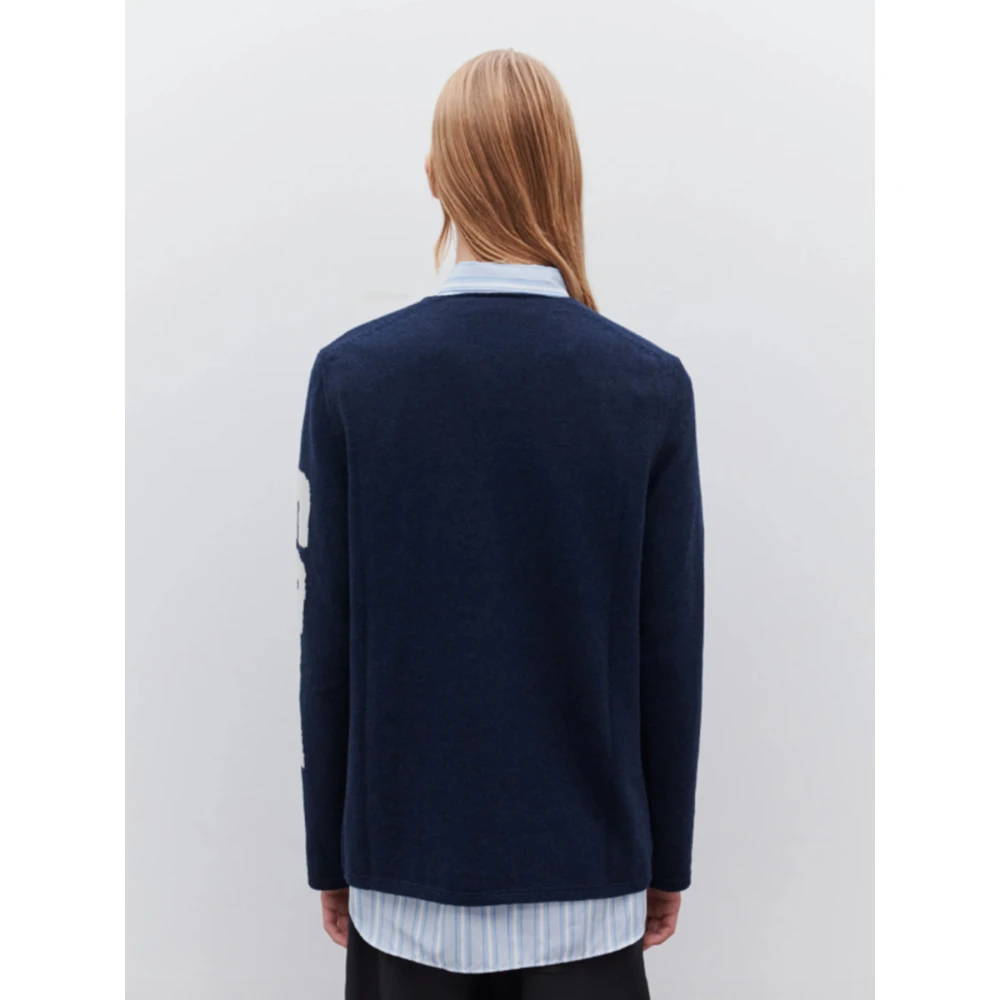 Comme des Garçons Navy Blauwe Wollen Trui Blue Heren