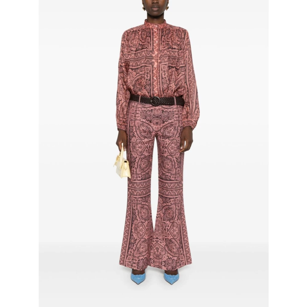 Zimmermann Flared Broek Ottie Stijl Pink Dames
