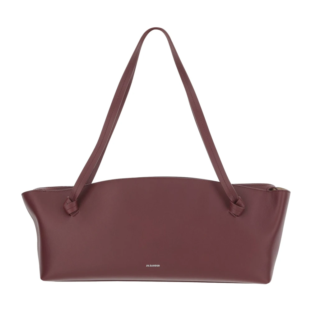 Jil Sander Women's Red Leather Tote Bag With Zipper Closure - Shoulder Bags - One Size - Bags