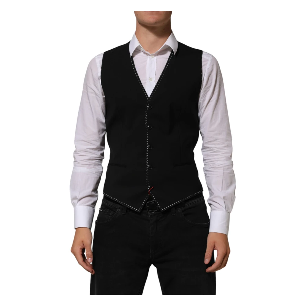Dolce & Gabbana Men's Black Wool Waistcoat - Waistcoats - M - Suits