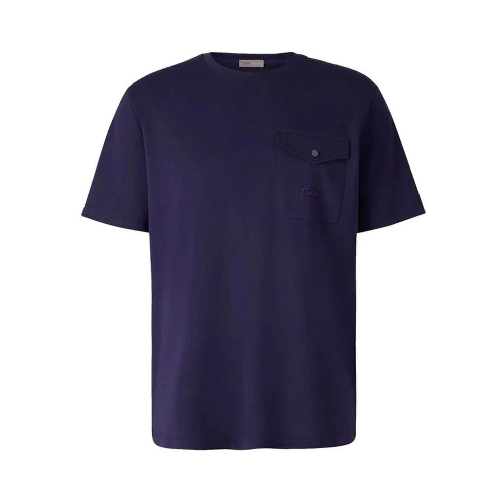 Herno Mannelijk Blauw Klassiek T-Shirt Met Ronde Hals Van Katoen
