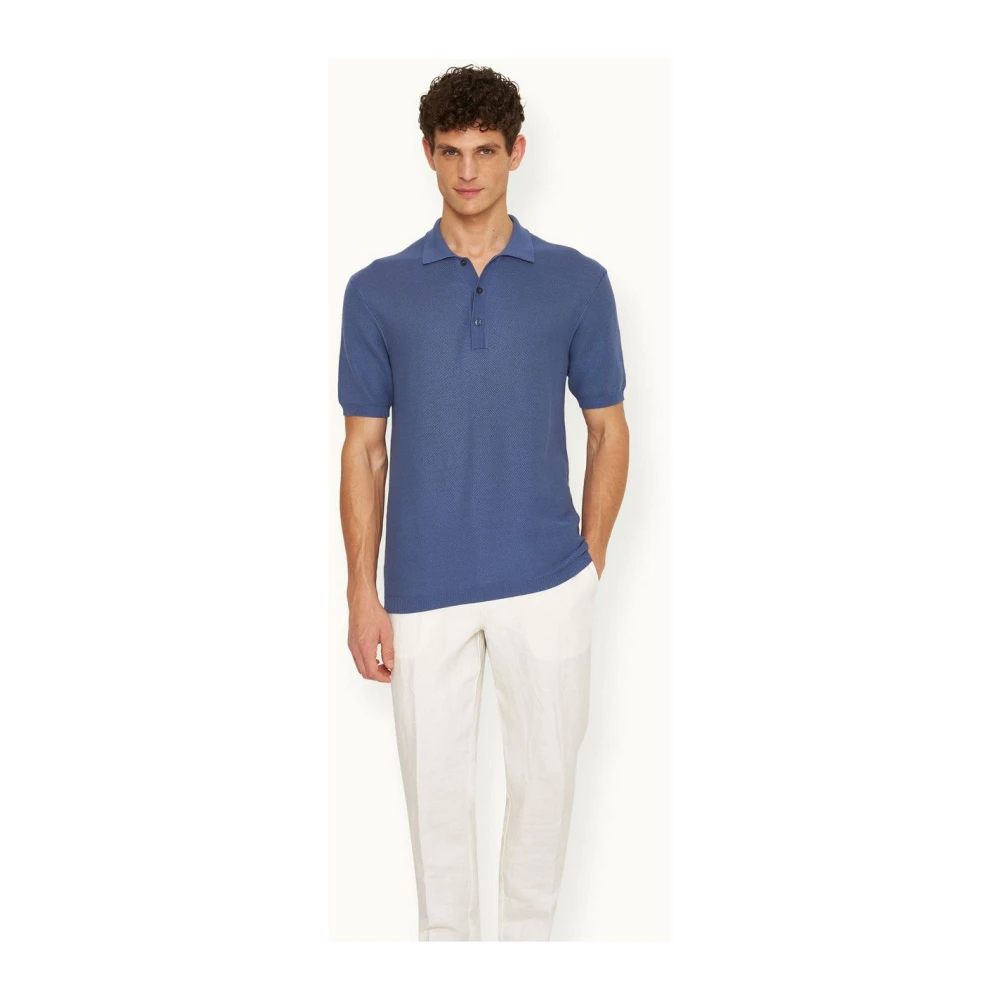 Orlebar Brown Blauw Gekamd Katoenen Poloshirt Blue Heren