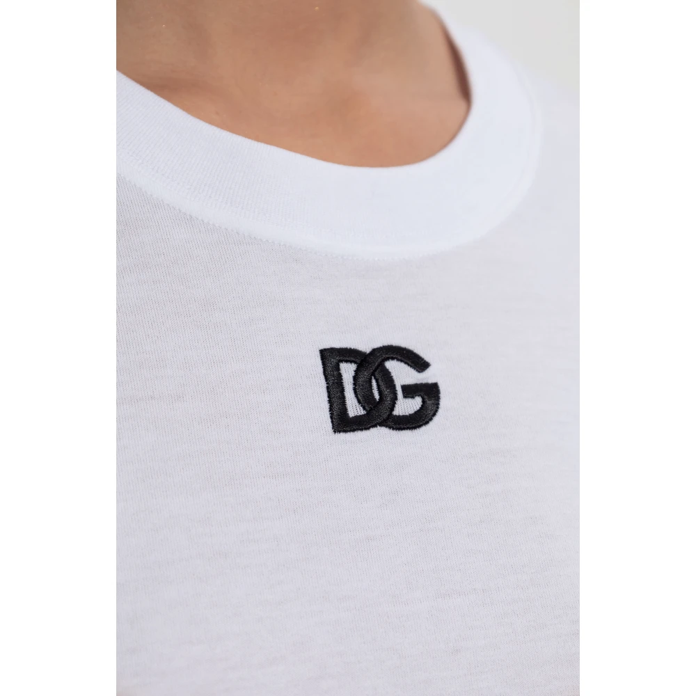 Dolce & Gabbana T-shirt met geborduurd logo White Dames