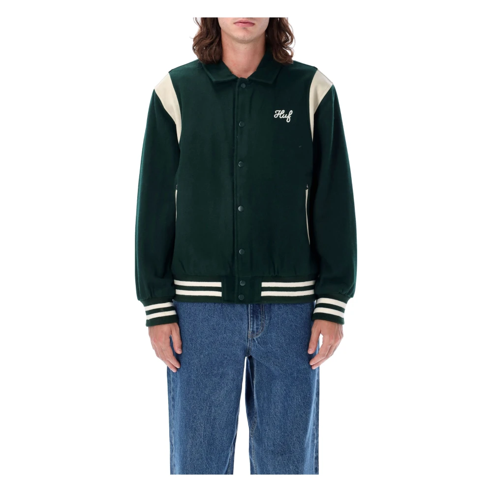 HUF Hunter Green Varsity Jacket Aw24 Green, Herr