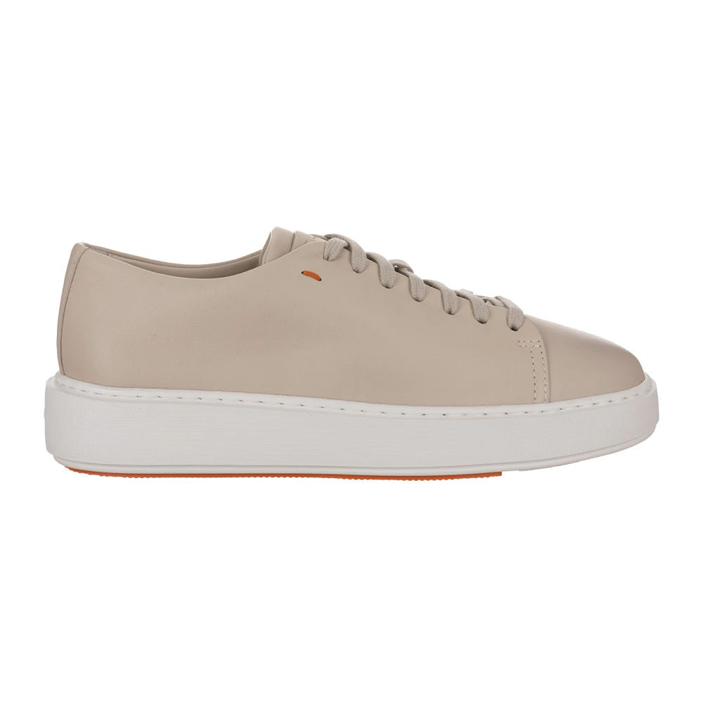 Santoni Kvinnors Läder Låg Topp Sneakers Beige, Dam