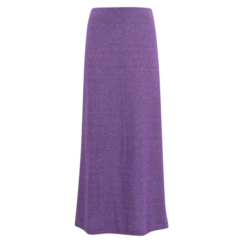 Liviana Conti Kasjmier Zijden Rok Visgraatpatroon Purple Dames