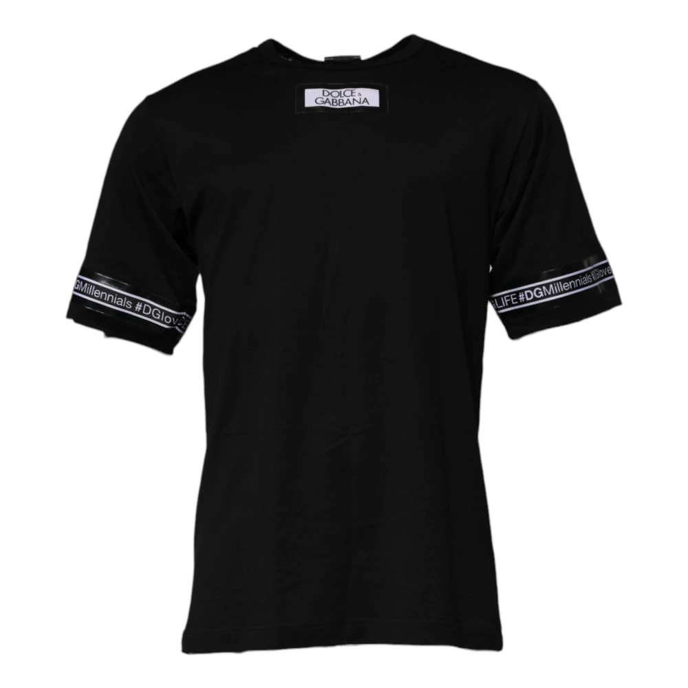 Dolce & Gabbana Men's Black T-Shirts,, Cotton Crew Neck T-Shirt Extra Small