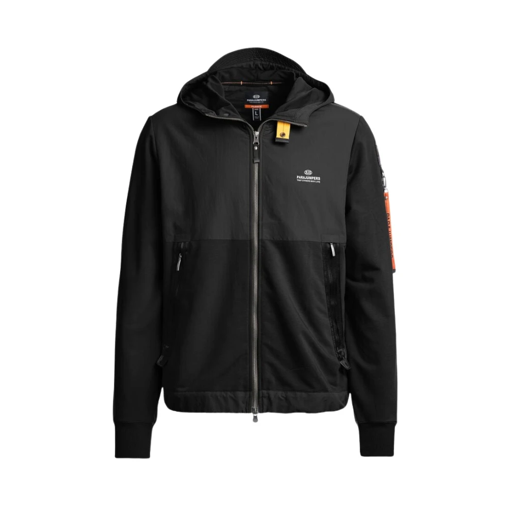 Parajumpers Men's Black Zip-Throughs, L, Trident Hooded Fleece