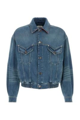 Point Collar Medusa Cotton Denim Jacket