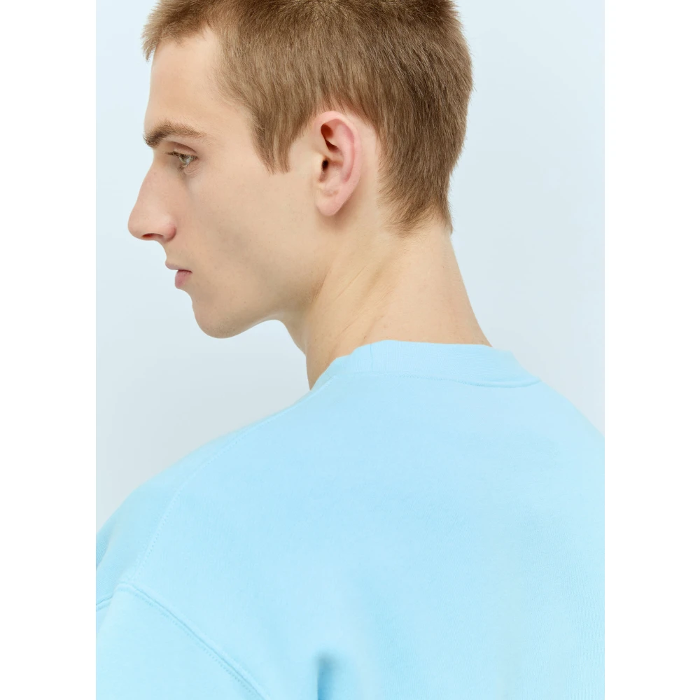 Dime Mtl Grafisch Logo Crewneck Sweatshirt Katoen Fleece Blue Heren