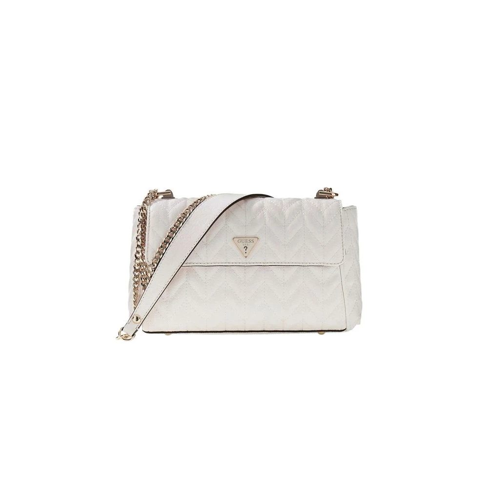 Guess White Cross Body Bags, Female, One Size, Stacey Convertible Xbody Flap