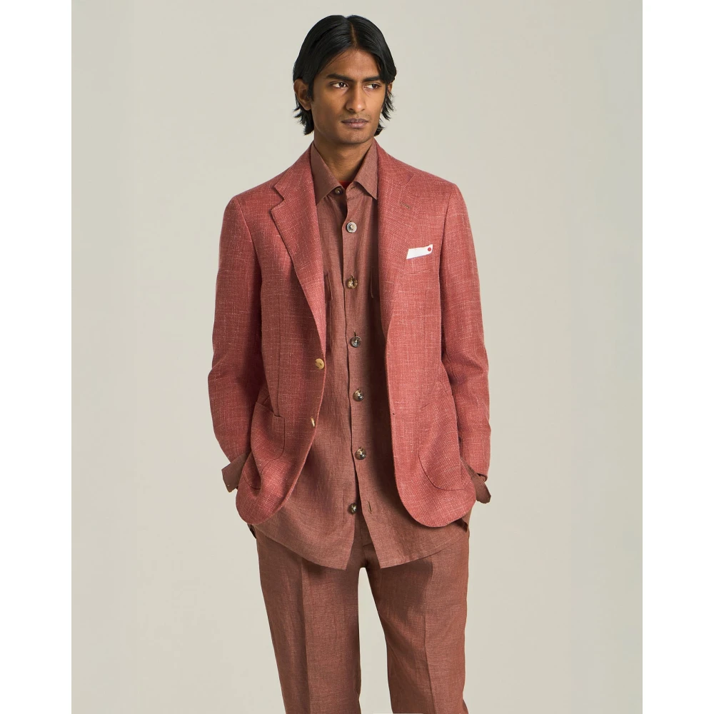 Kiton Handgemaakte Cashmere Blend Blazer Red Heren