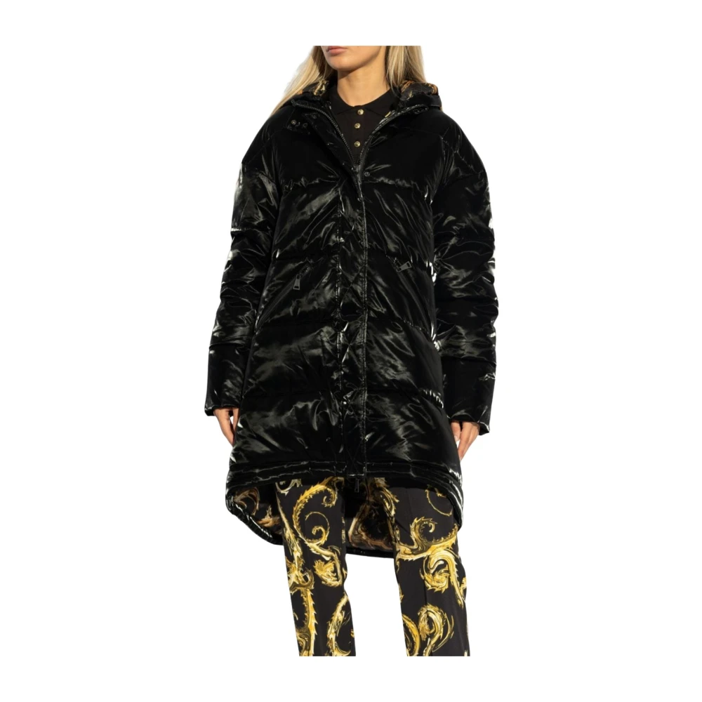 Versace Jeans Couture Zwarte Parka Jas voor Vrouwen Black Dames